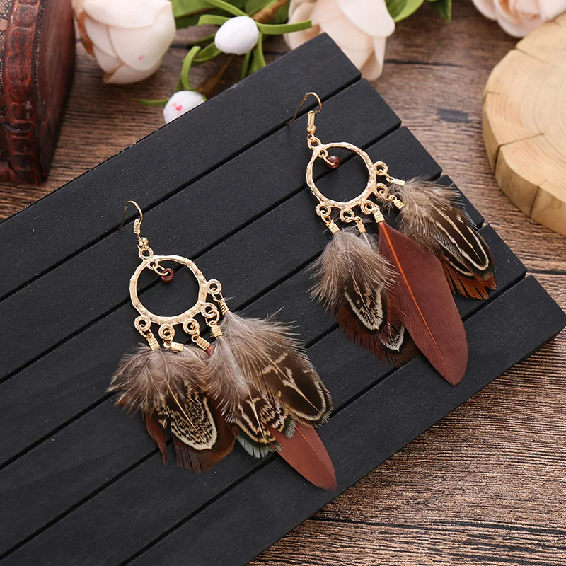 Boucles d'Oreilles Plumes Hippie