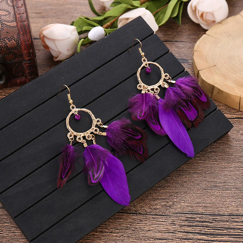 Boucles d'Oreilles Plumes Hippie