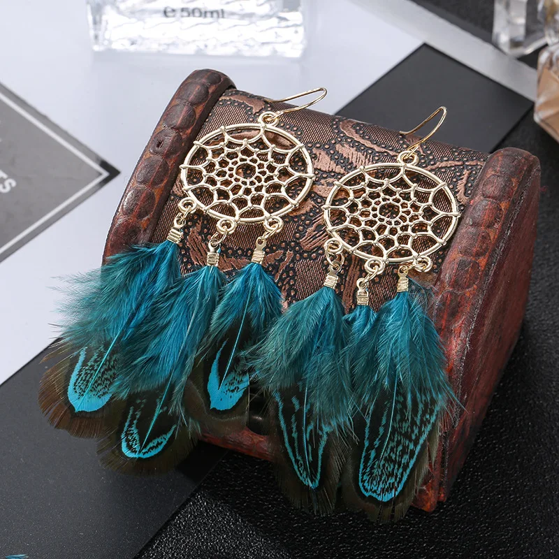 Boucles d'Oreilles Plumes Hippie