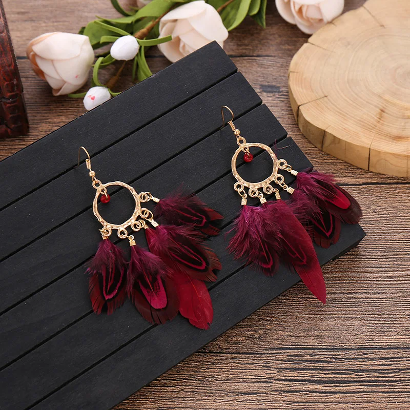 Boucles d'Oreilles Plumes Hippie