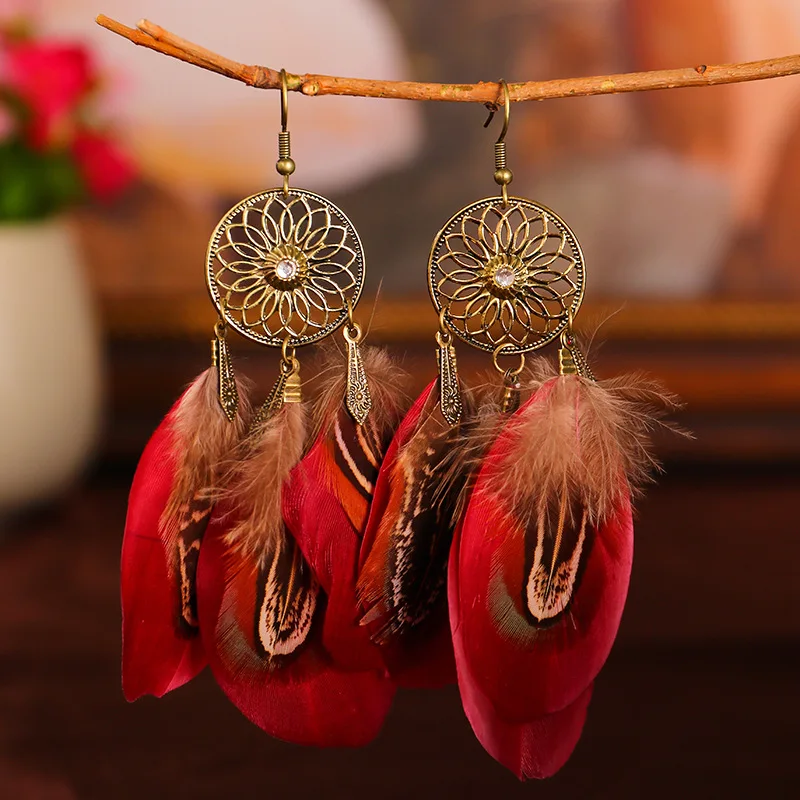 Boucles d'Oreilles Plumes Hippie