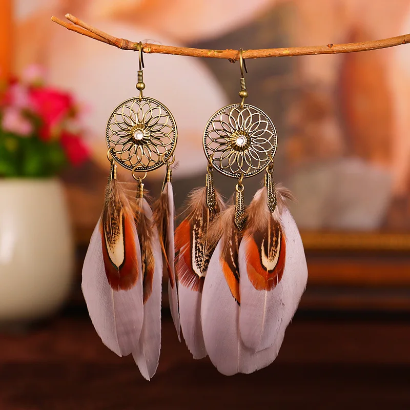 Boucles d'Oreilles Plumes Hippie
