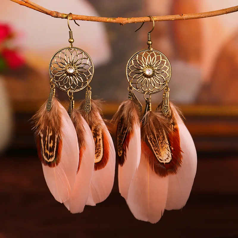 Boucles d'Oreilles Plumes Hippie