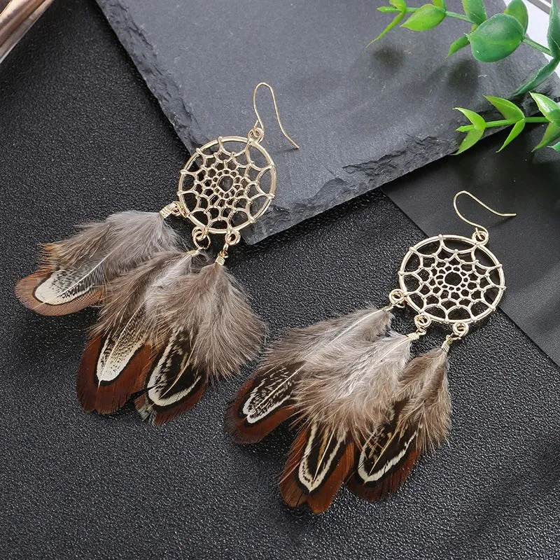 Boucles d'Oreilles Plumes Hippie