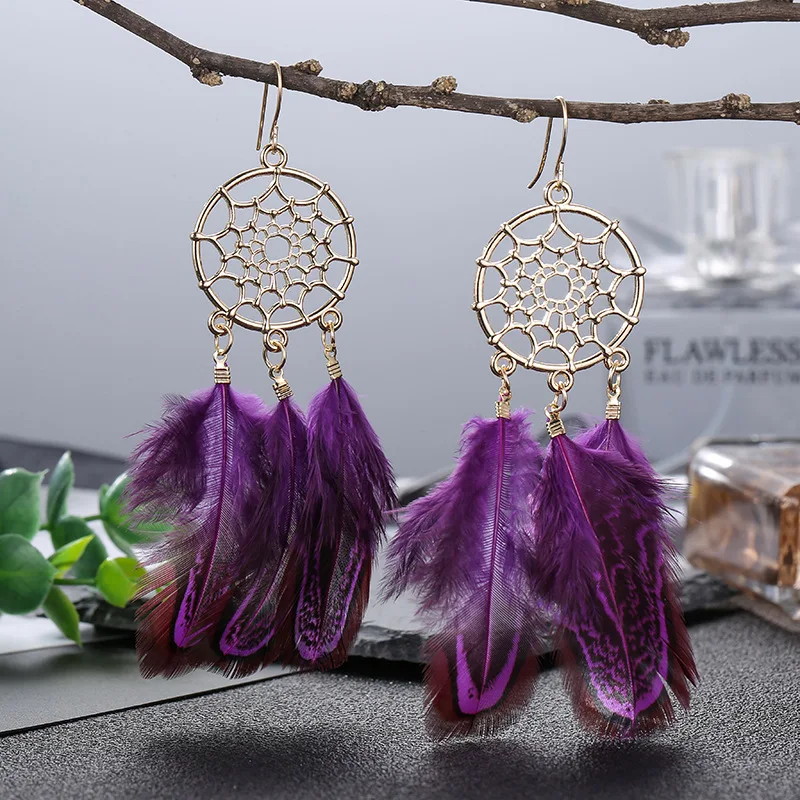 Boucles d'Oreilles Plumes Hippie