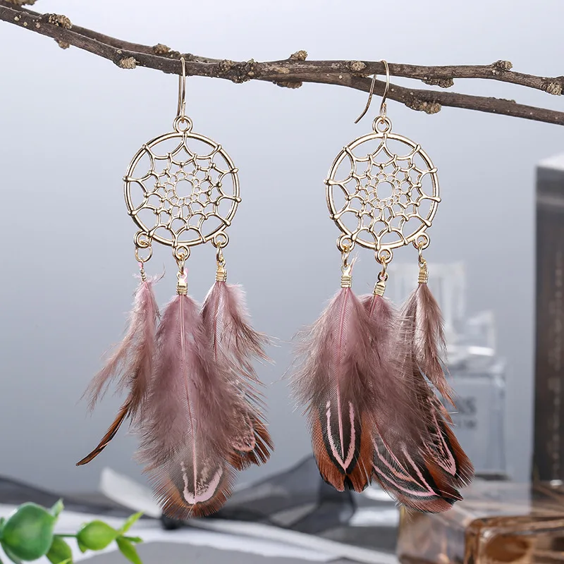 Boucles d'Oreilles Plumes Hippie