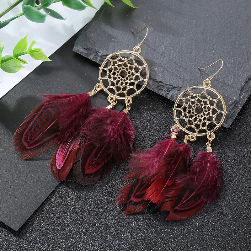 Boucles d'Oreilles Plumes Hippie