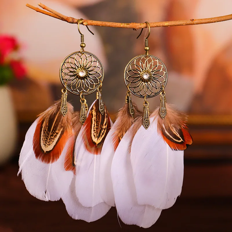 Boucles d'Oreilles Plumes Hippie