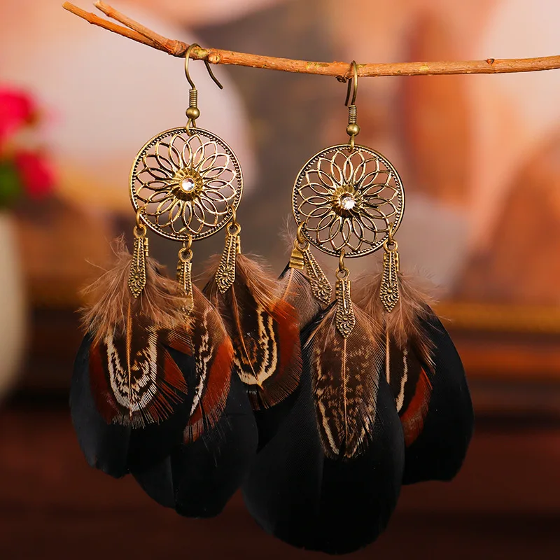 Boucles d'Oreilles Plumes Hippie