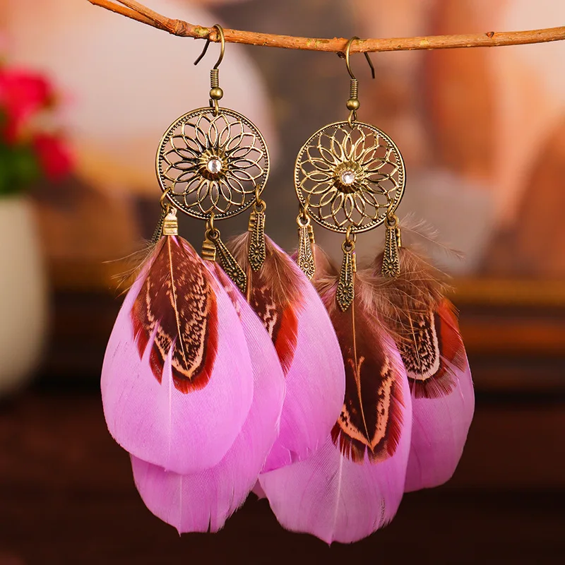Boucles d'Oreilles Plumes Hippie