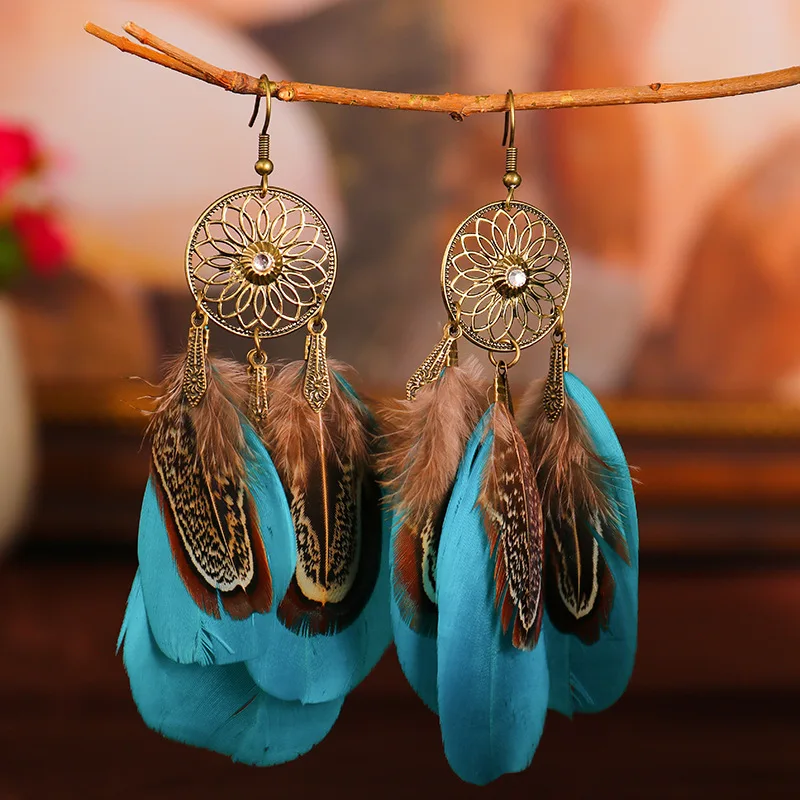 Boucles d'Oreilles Plumes Hippie