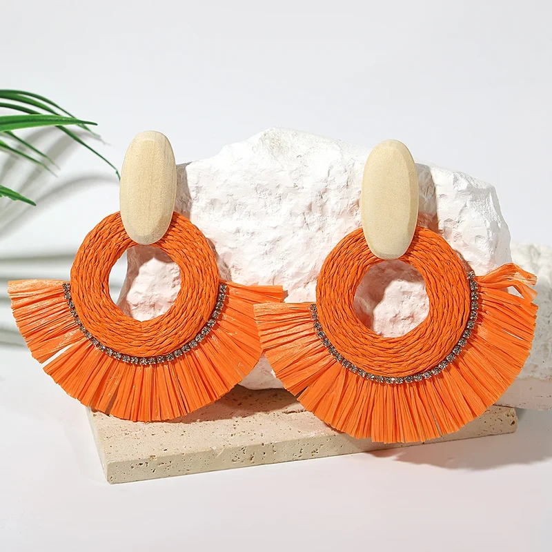 Boucles d'Oreilles Rotin