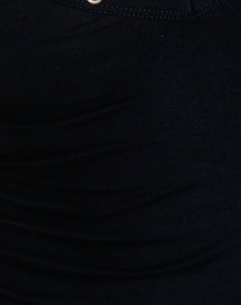 Jugo Halterneck Top in Black with Eyelets (Top dos nu en noir avec œillets)