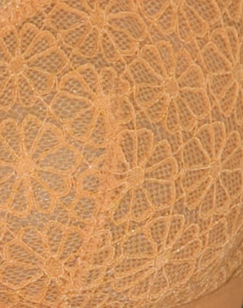 Soutien-gorge Panli en dentelle florale tonale orange avec bordures