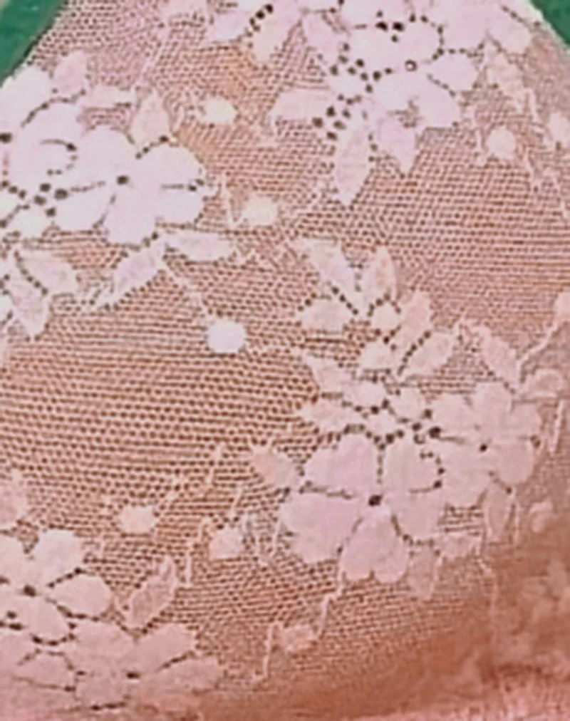 Soutien-gorge Lakara en maille rose avec bordures contrastées vertes