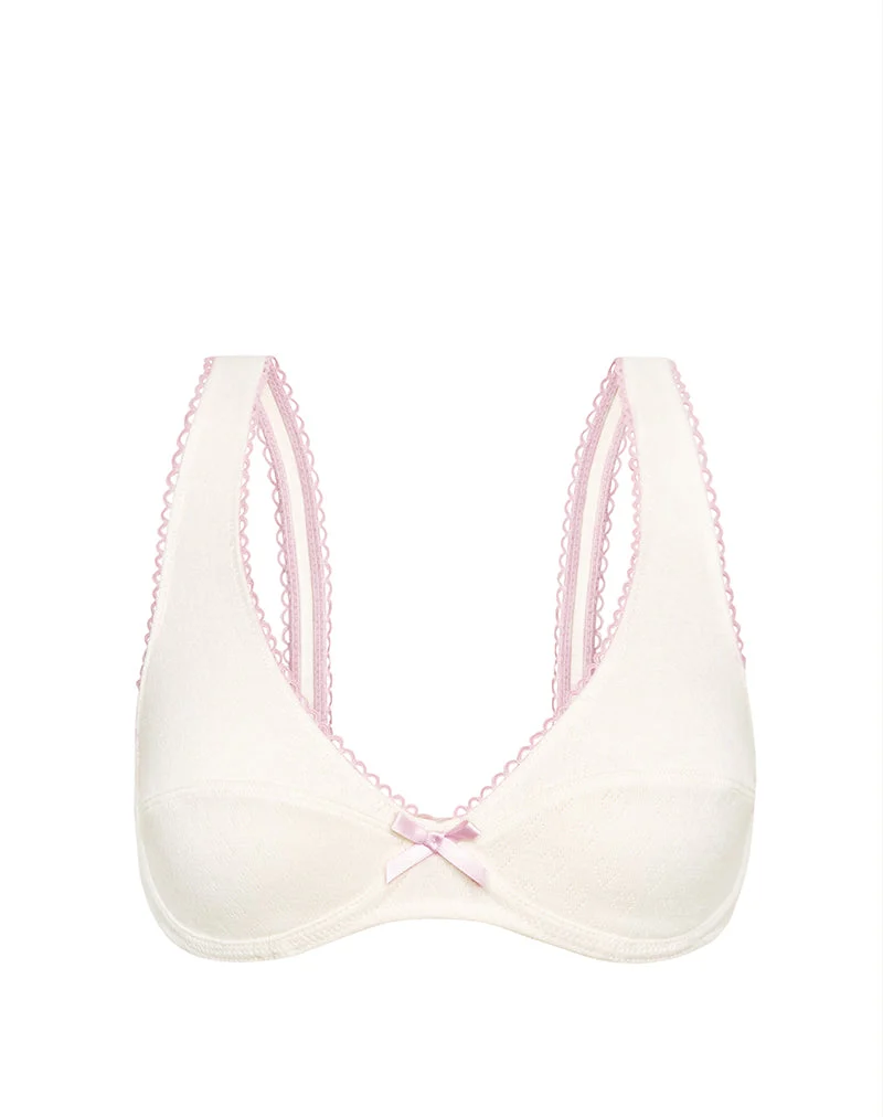 Soutien-gorge Halai à armatures en pointelle ivoire avec nœud