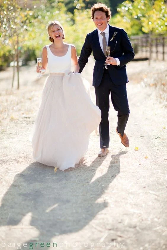 Robe de mariée en deux pièces, jupe en Tulle de Style campagnard à la mode, séparations de mariée de Style décontracté, 20082350