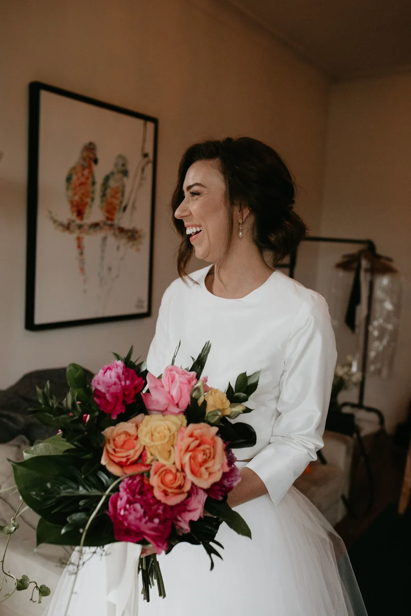 Robe de mariée deux pièces élégante à manches longues, séparations de mariée uniques et abordables