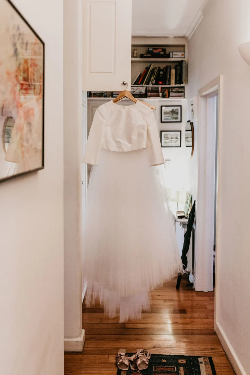 Robe de mariée deux pièces élégante à manches longues, séparations de mariée uniques et abordables