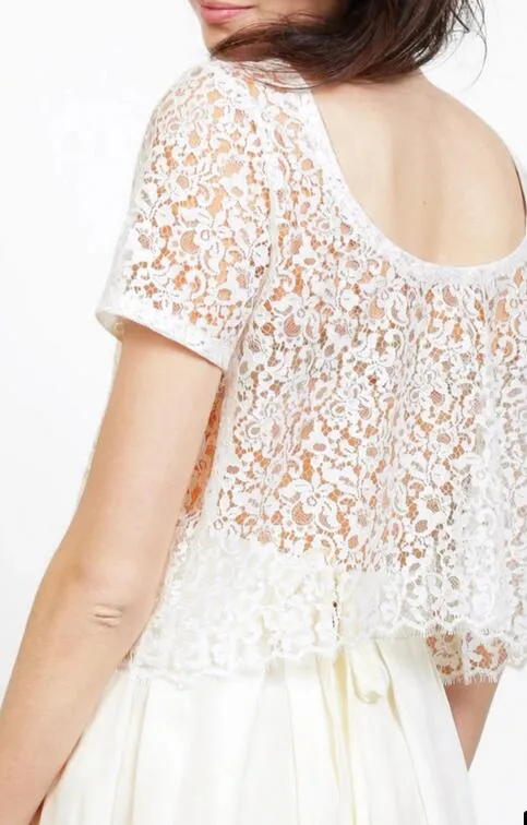 Abordable Flowy Summer Loose Lace Top Longueur de plancher en mousseline de soie Séparations de mariée