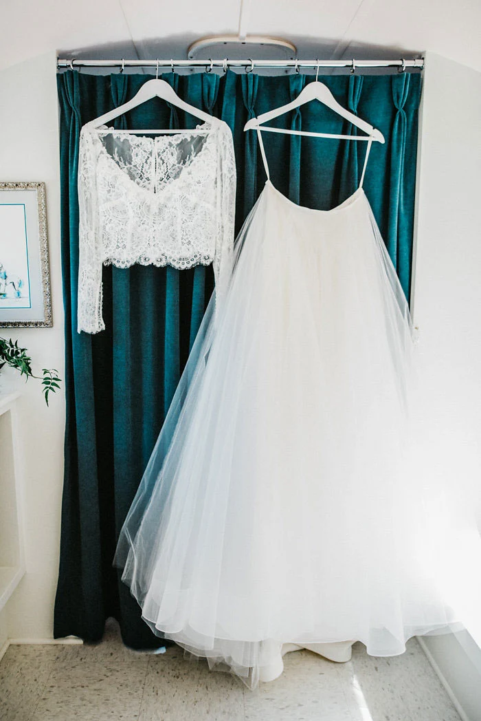 Robe de mariée deux pièces, robe de mariée de plage, haut à manches longues séparé pour la mariée, 20082230