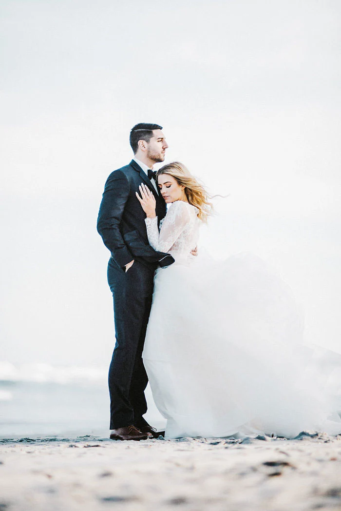 Robe de mariée deux pièces, robe de mariée de plage, haut à manches longues séparé pour la mariée, 20082230