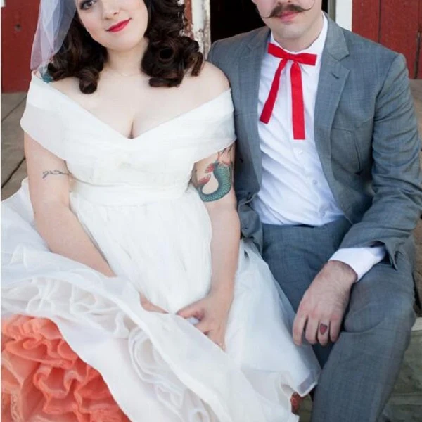 Robe de mariée courte vintage à couper le souffle en organza des années 1950