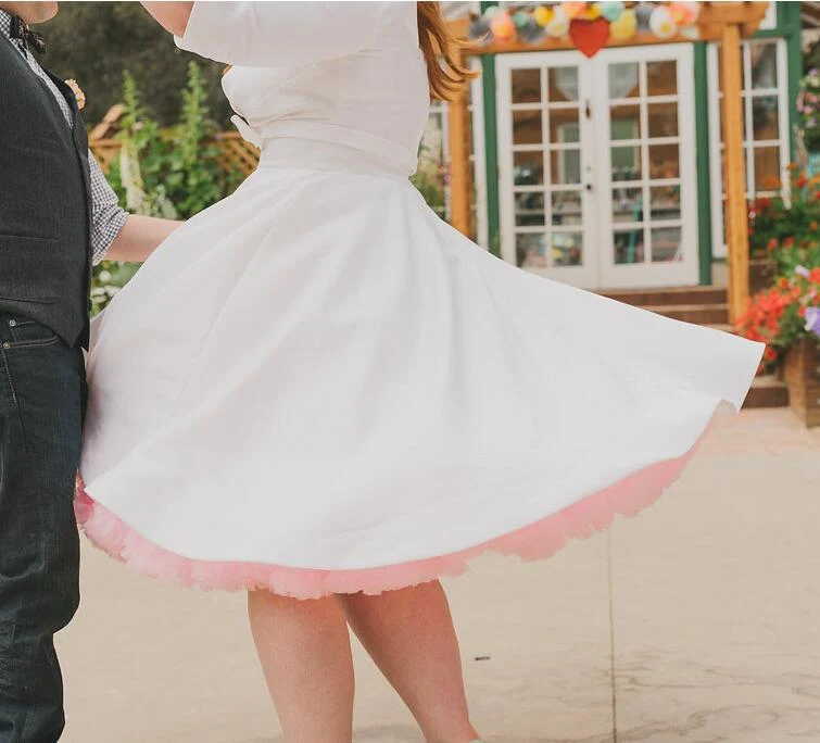 Robe de mariée style années 50 Rockabilly grande taille à manches longues longueur thé Audrey Hepburn