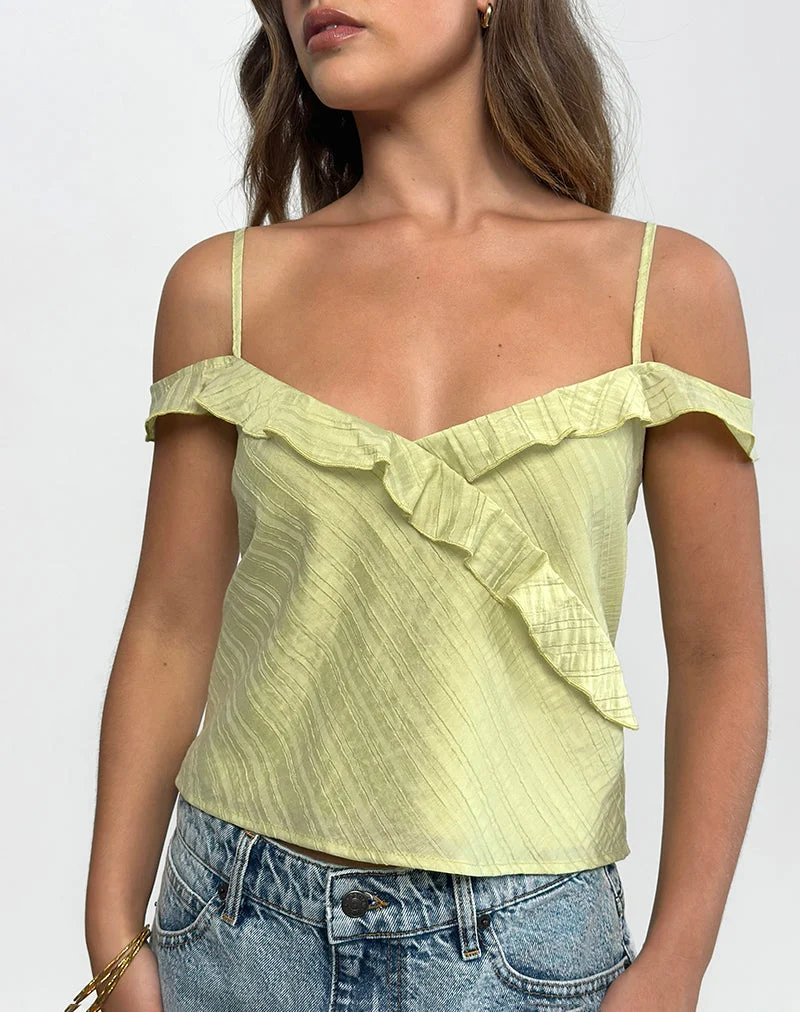Savira Top in Chiffon Stripe Green