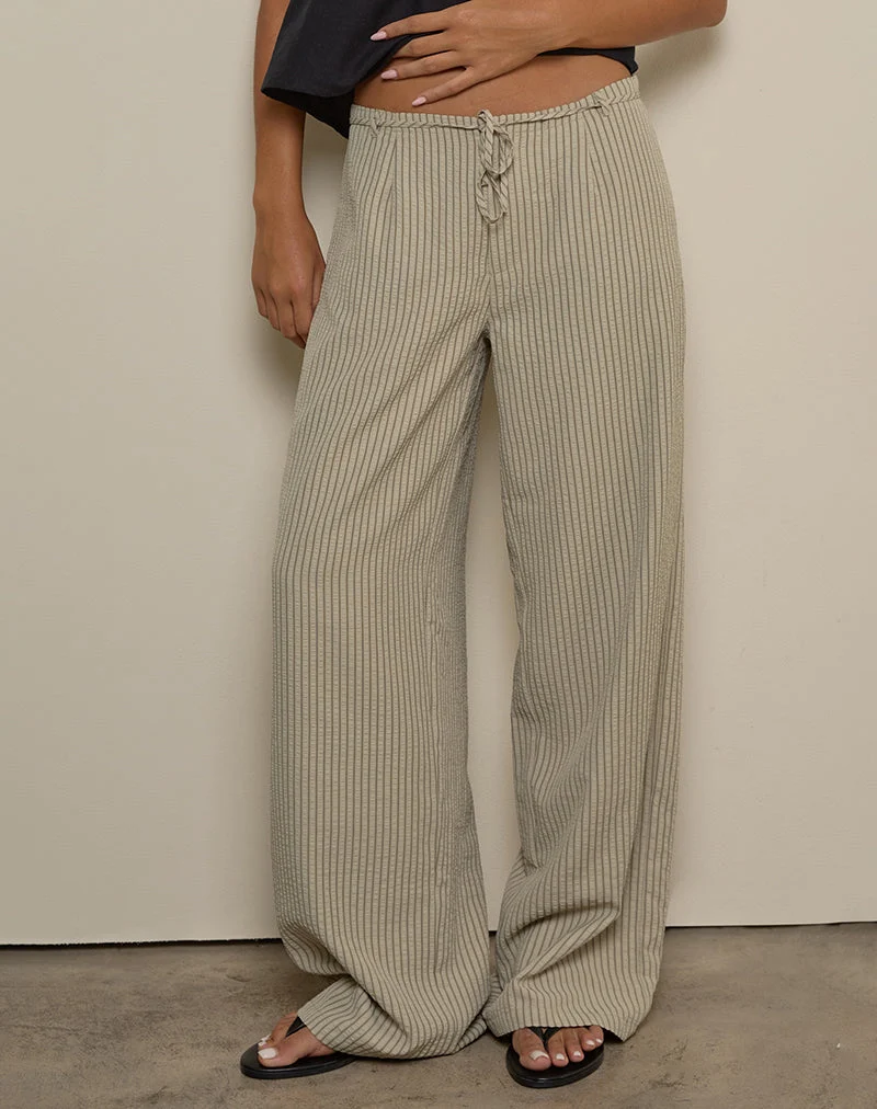 Pantalon Juria à rayures kaki neutre
