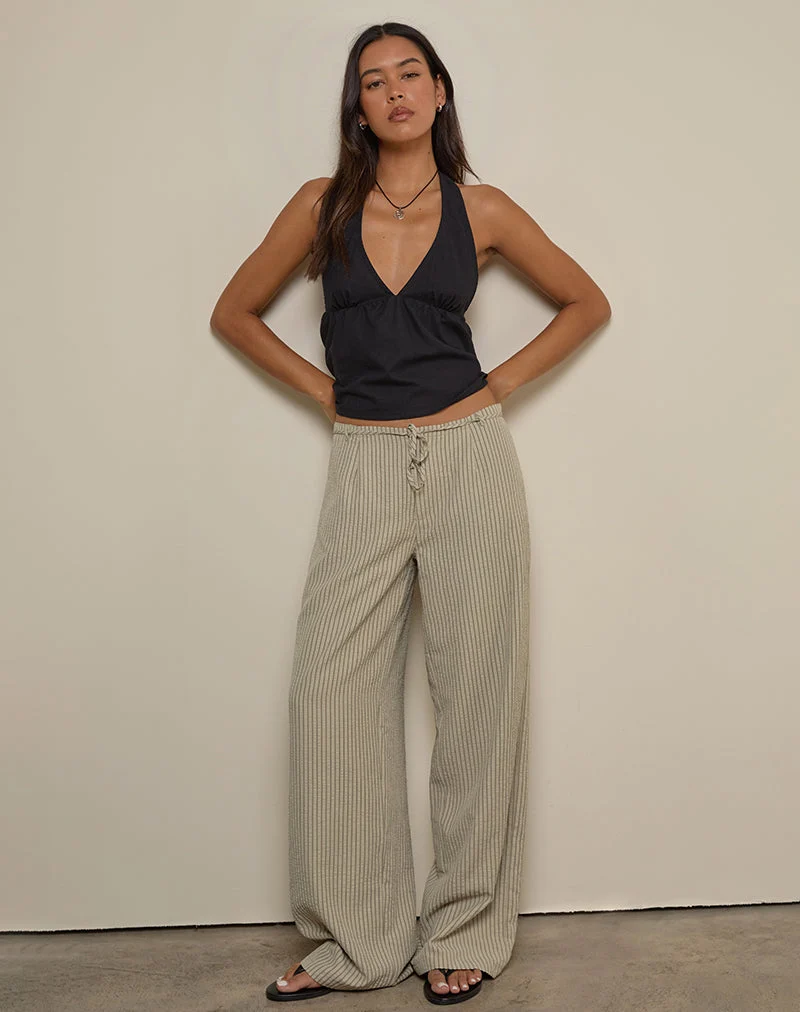 Pantalon Juria à rayures kaki neutre