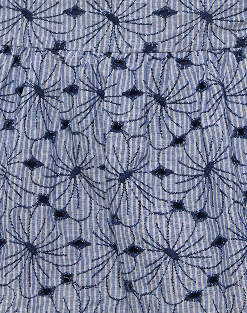 Minijupe Elvira, fleurs rayées bleues