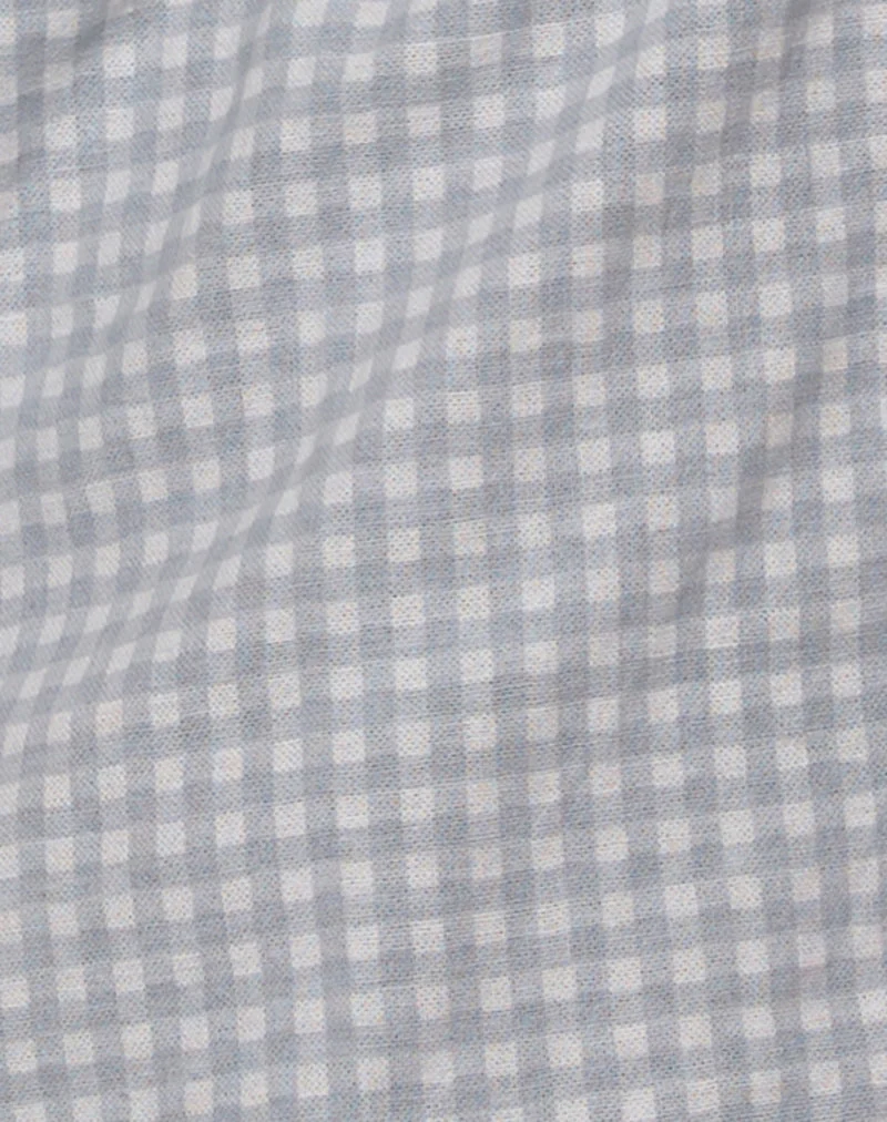 Eldana Halter Top in Mini Gingham Blue and Grey