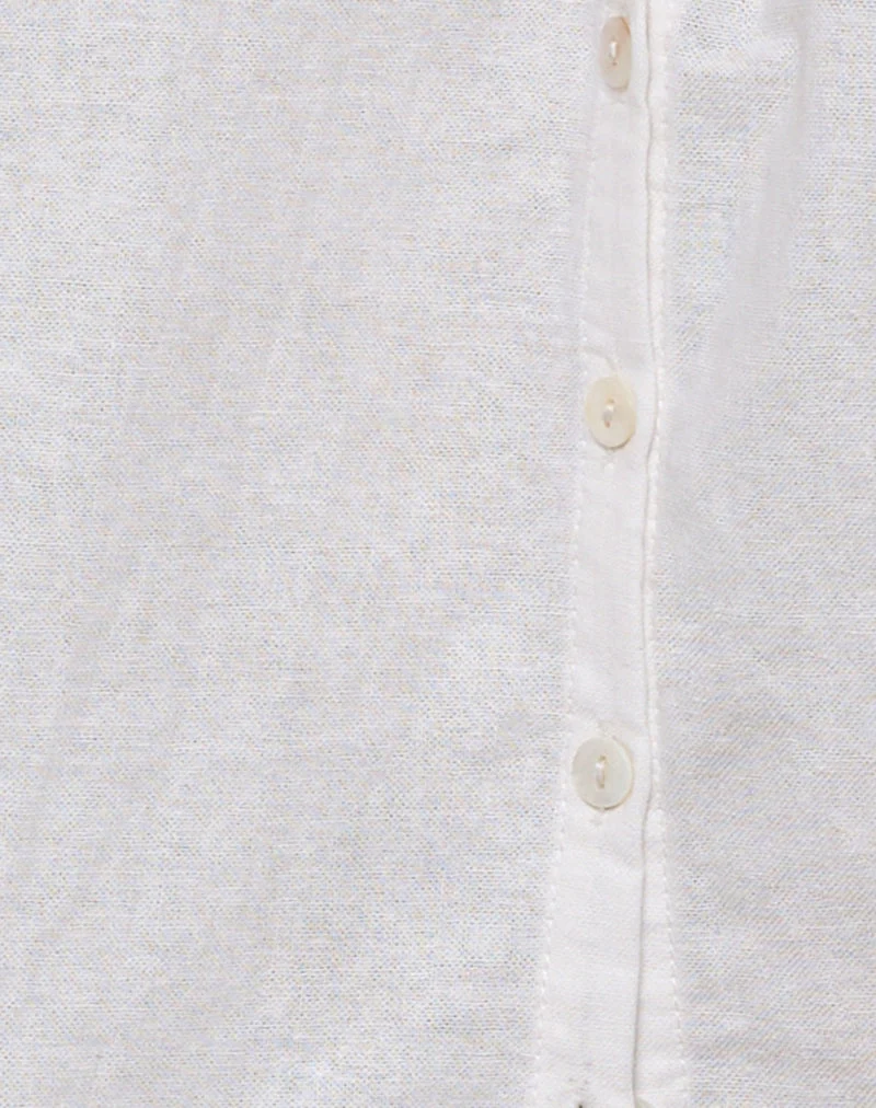 Sanja Scoop Button Top in Ivory
