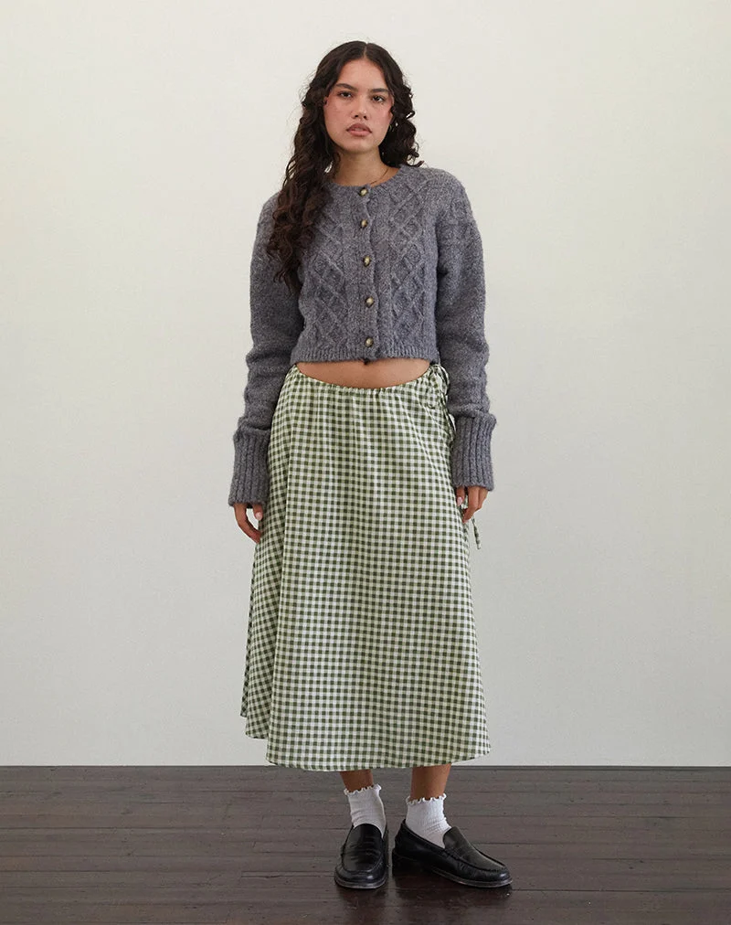 Jupe midi Takara, vichy olive