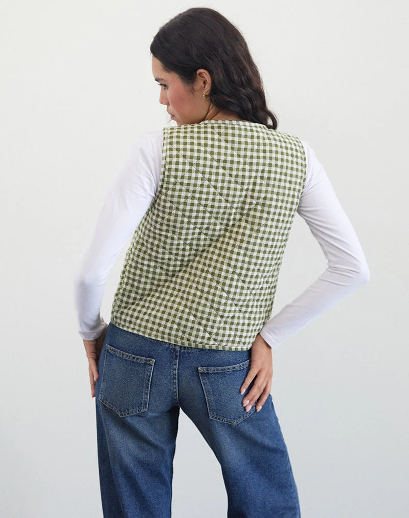 Gilet Kitza en vichy olive