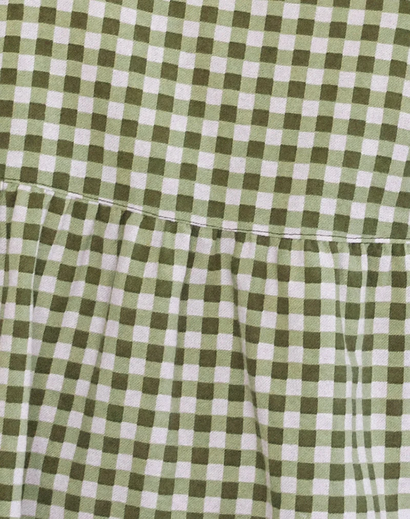 Mini robe Grace Smock en vichy olive