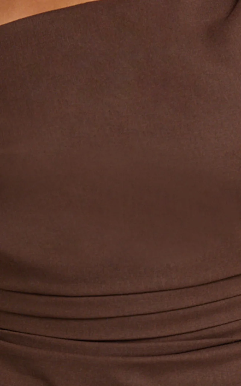 Ivy Top - Linen Off Shoulder Tie Top in Chocolate