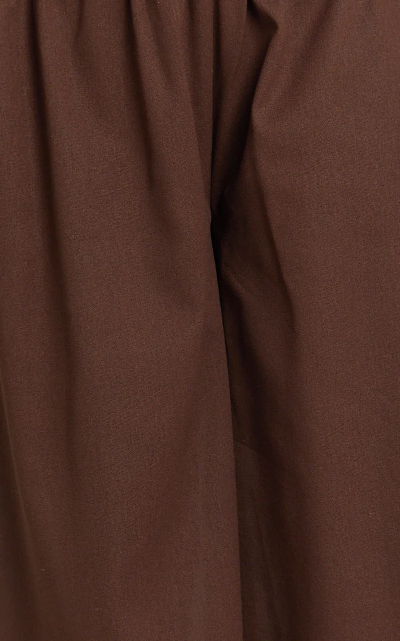 Tamara Pants - High Elasticated Waist Wide Leg Pants in Chocolate