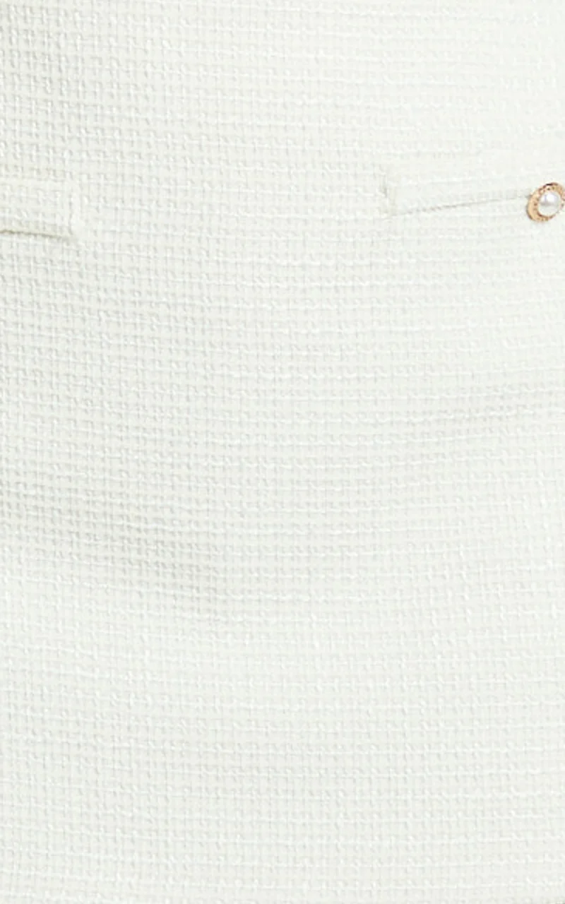 Aleena Skort - Boucle Mid Waist Fitted Mini Skort in Cream