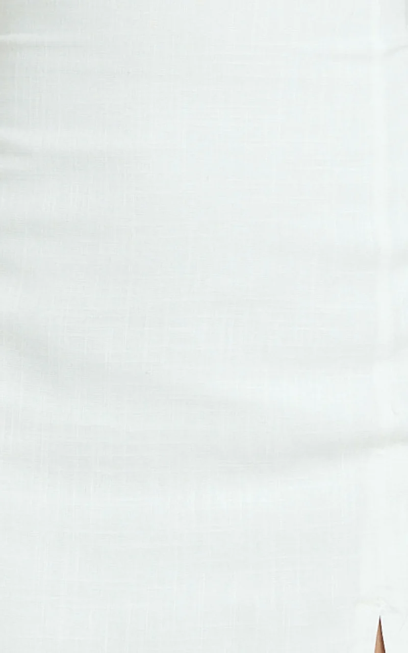 Finnley Mini Dress - Linen Twist Front Cut Out Dress in White