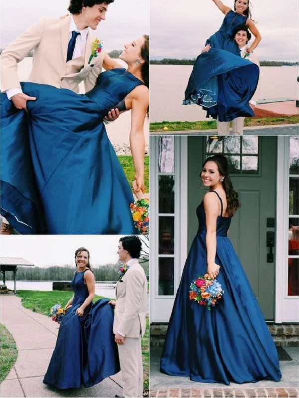 Robe de bal longue bleu marine, col bateau, robe de remise de diplôme, nouvelle collection