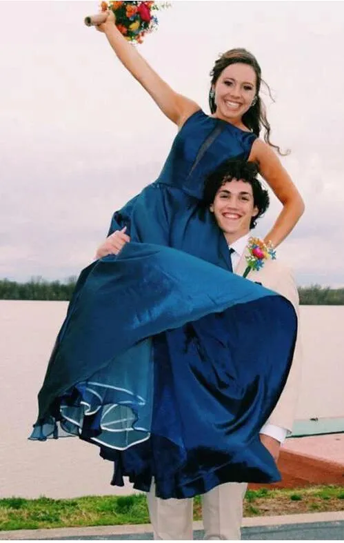 Robe de bal longue bleu marine, col bateau, robe de remise de diplôme, nouvelle collection