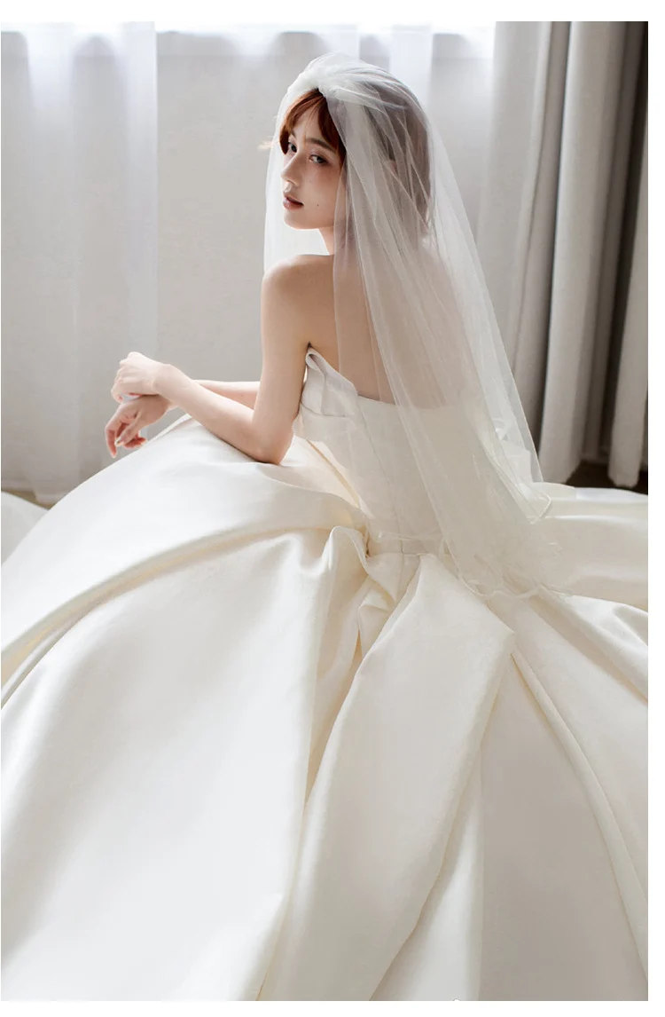 Robe de mariée en Satin sans bretelles, duchesse Unique, robe de bal pour mariage