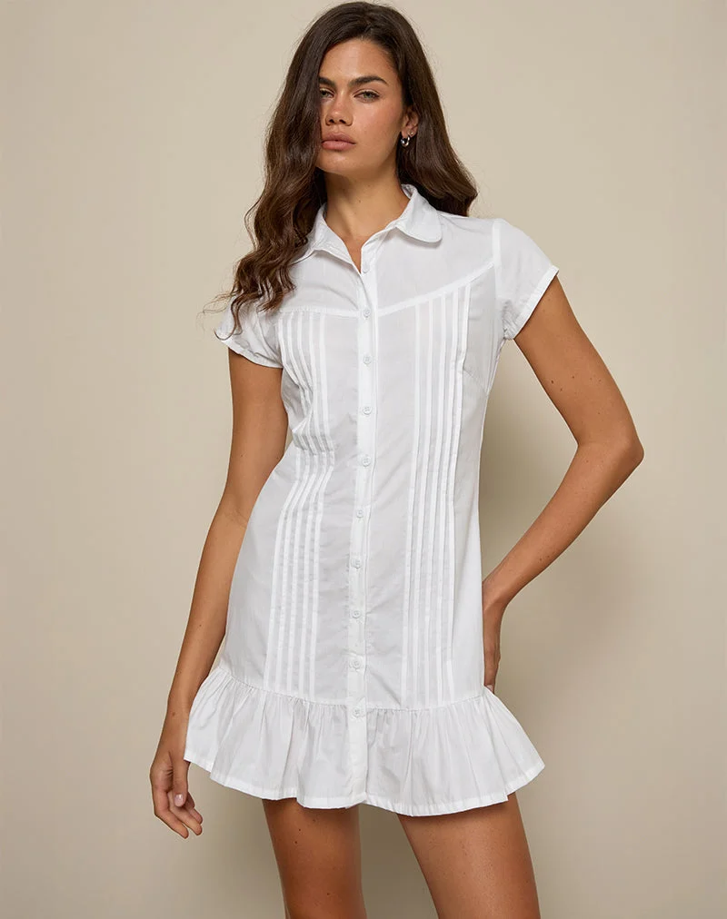 Wilsey Mini robe chemise en popeline blanche