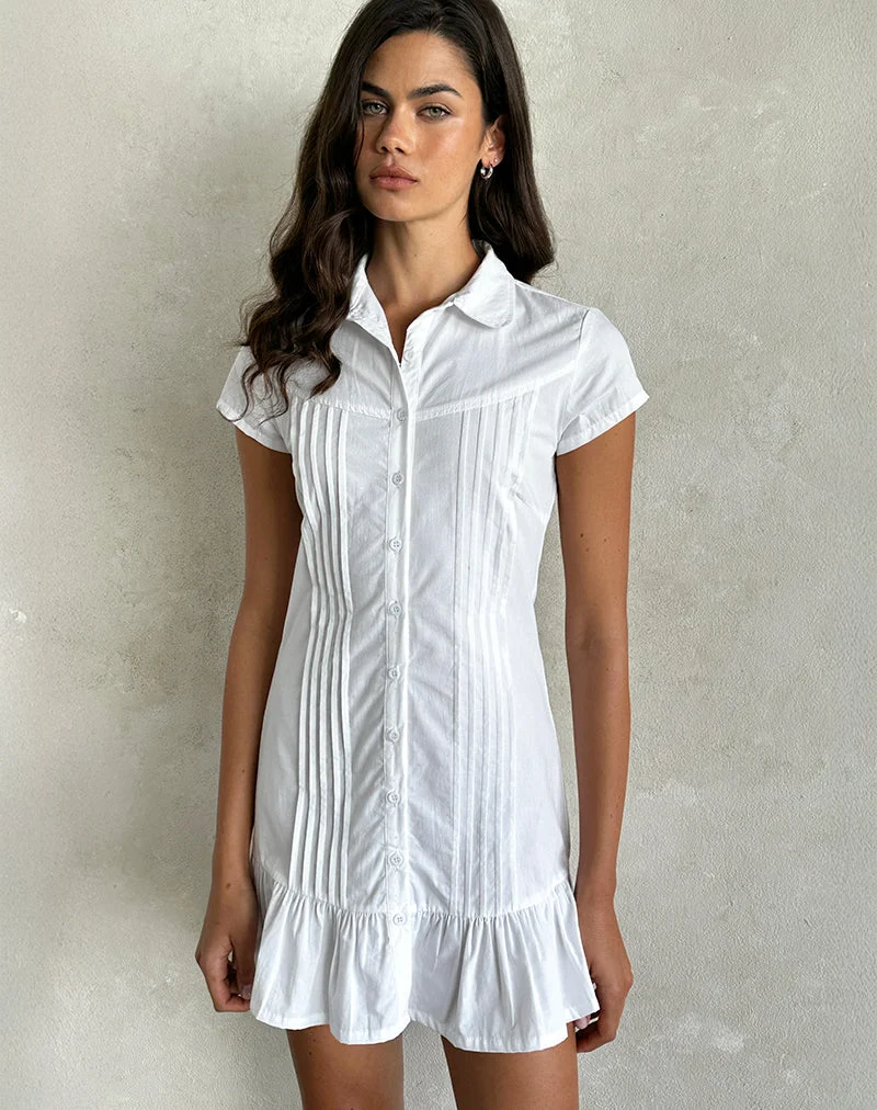 Wilsey Mini robe chemise en popeline blanche