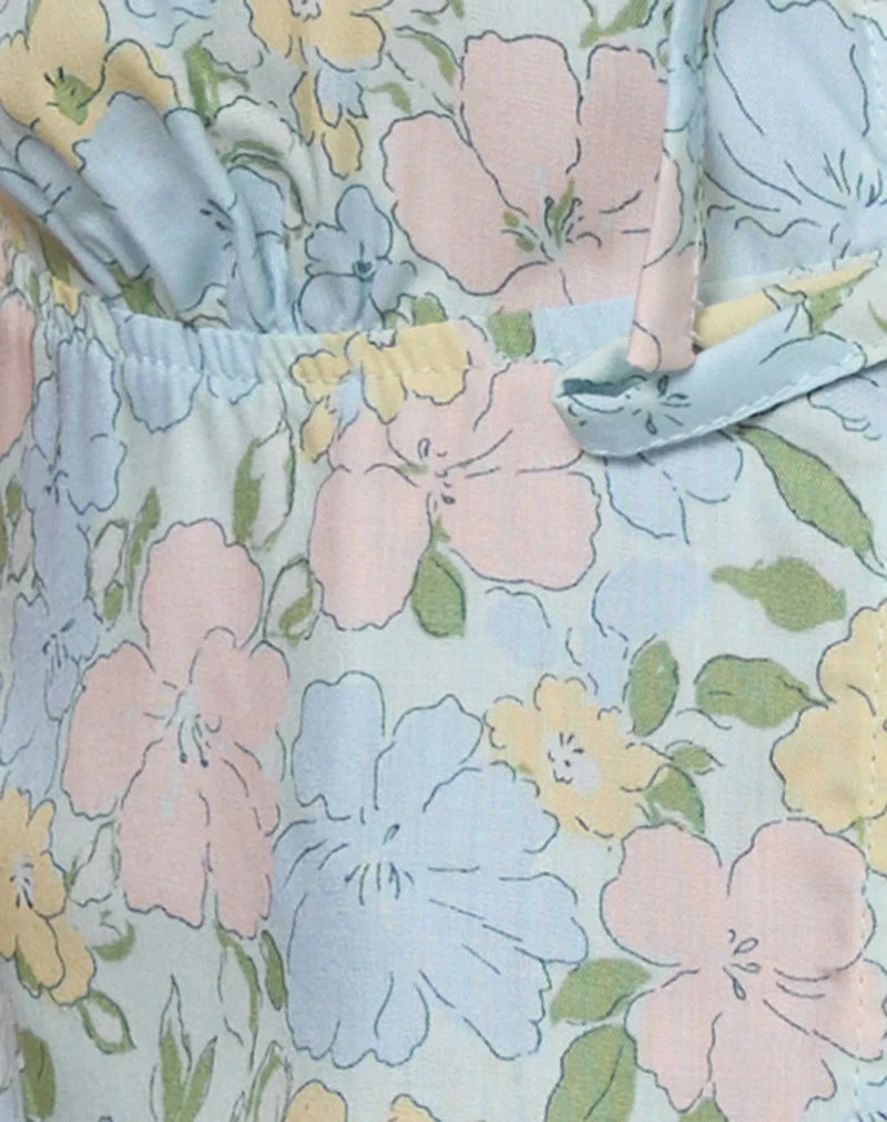Rodite Tie Front Top in Washed Out Pastel Floral