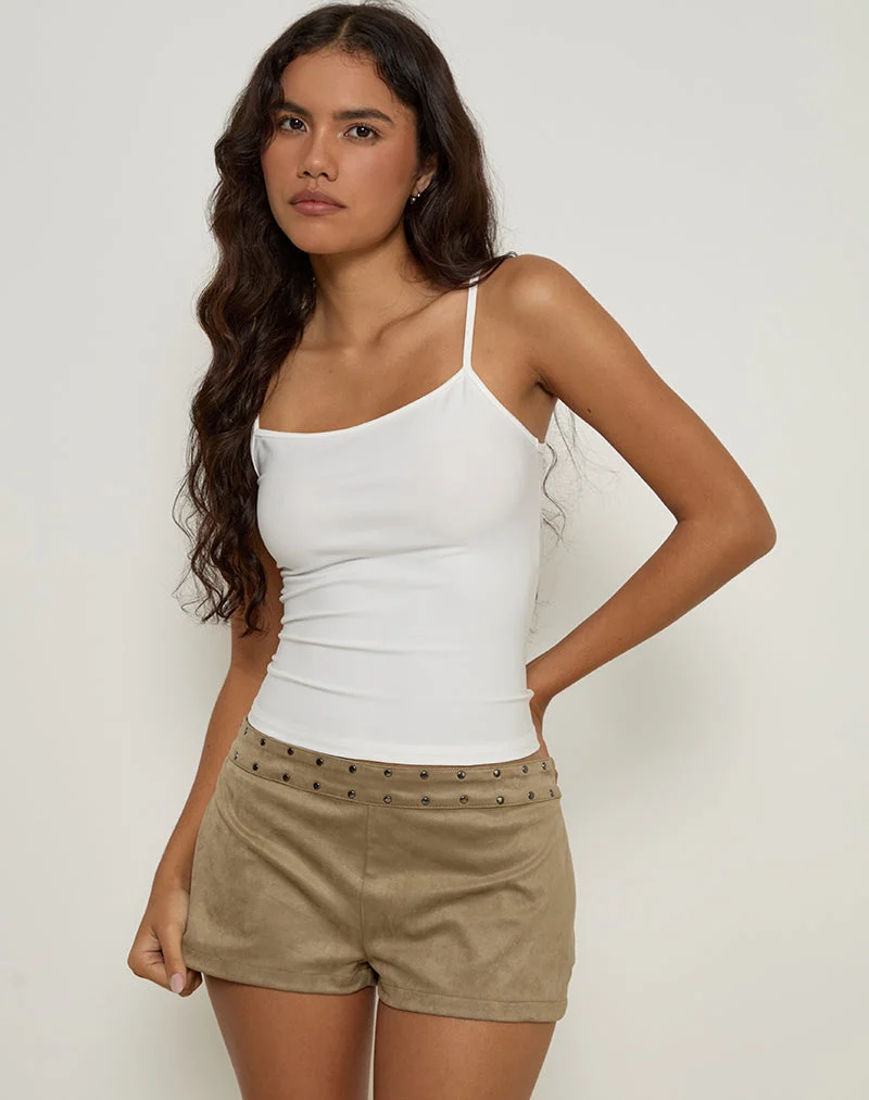 Pantalon Saumya Hot en faux daim Mushroom Grey