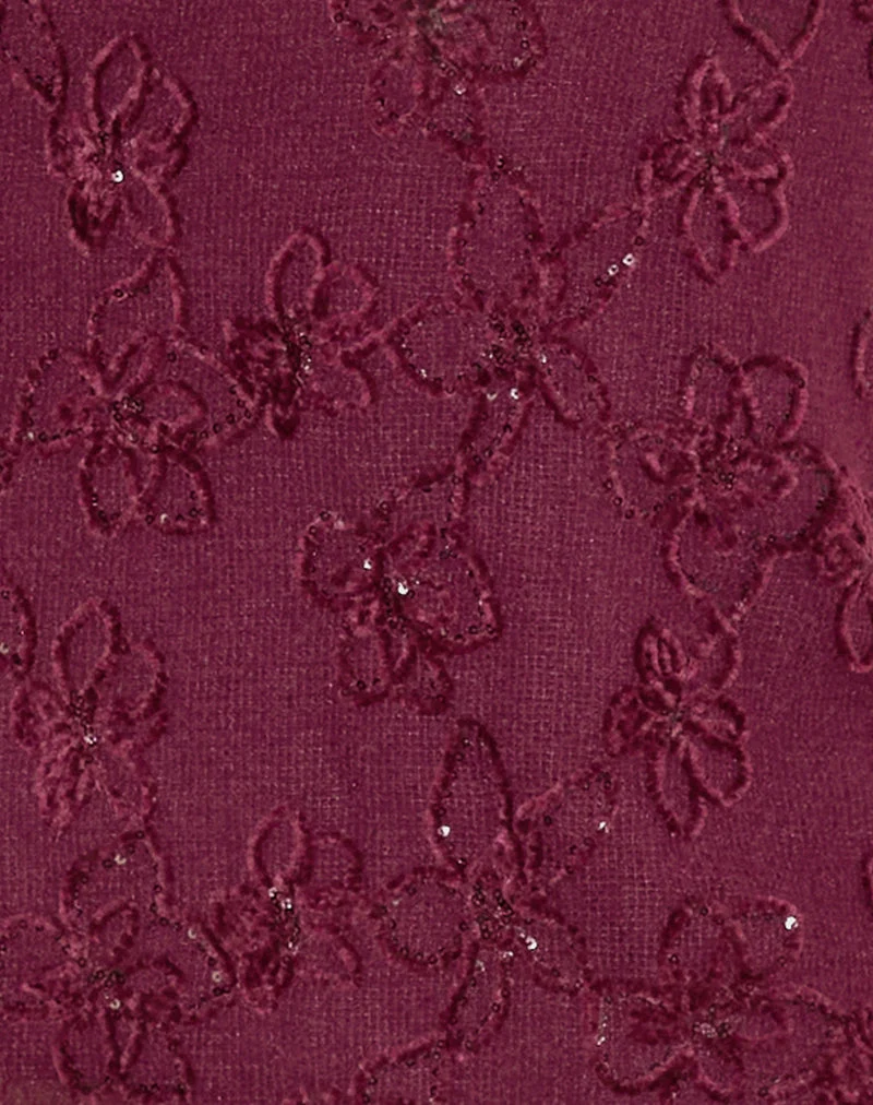 Codami - Mini robe dos nu en maille pailletée - Bourgogne