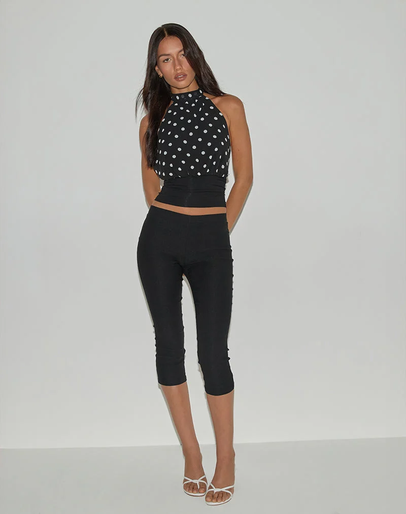 Rania Backless Top in Polka Dot Black and White (Top dos nu à pois noir et blanc)